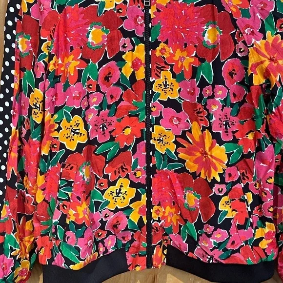 Zara bomber jacket mixed print floral polka dot new size large ladies … - Picture 2 of 13